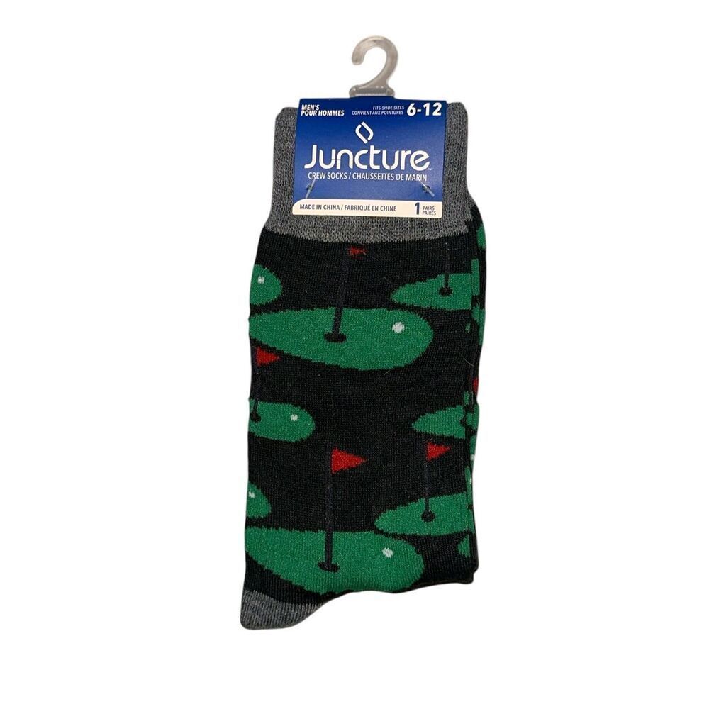 NEW WITH TAGS JUNCTURE Golfing Golf Course Printed Socks New Men Novelty Dad Gif